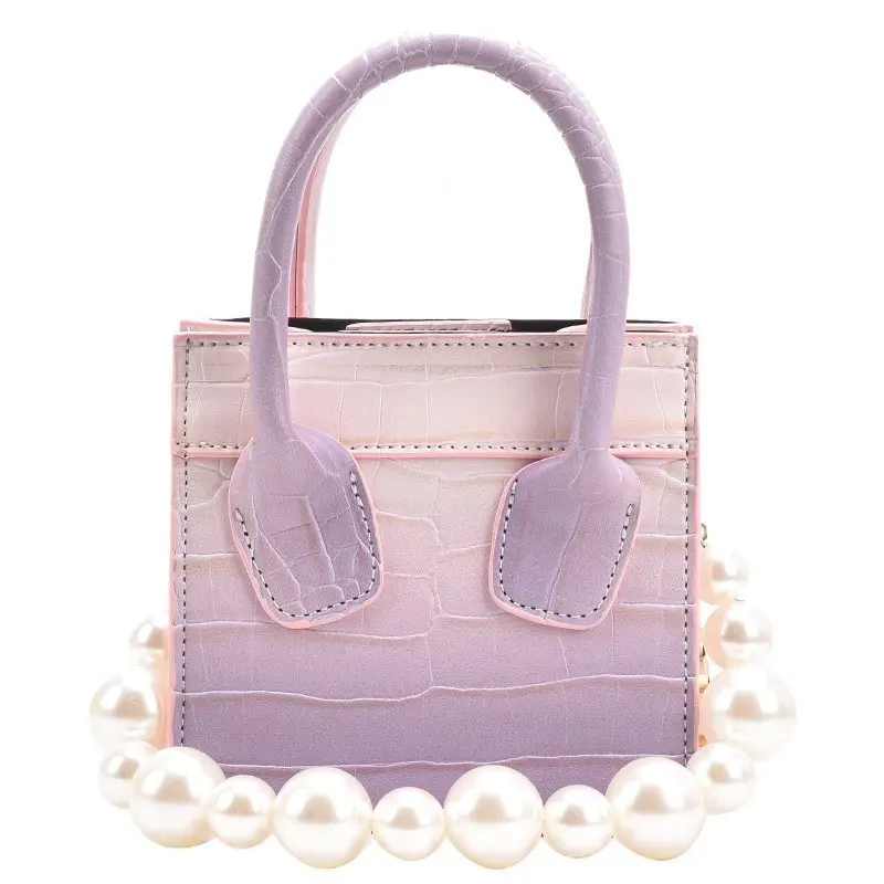 

New 2021 Korean Version of One-shoulder Messenger Bag, Gradient Stone Pattern Pearl Chain Mini Handbag Female Bag