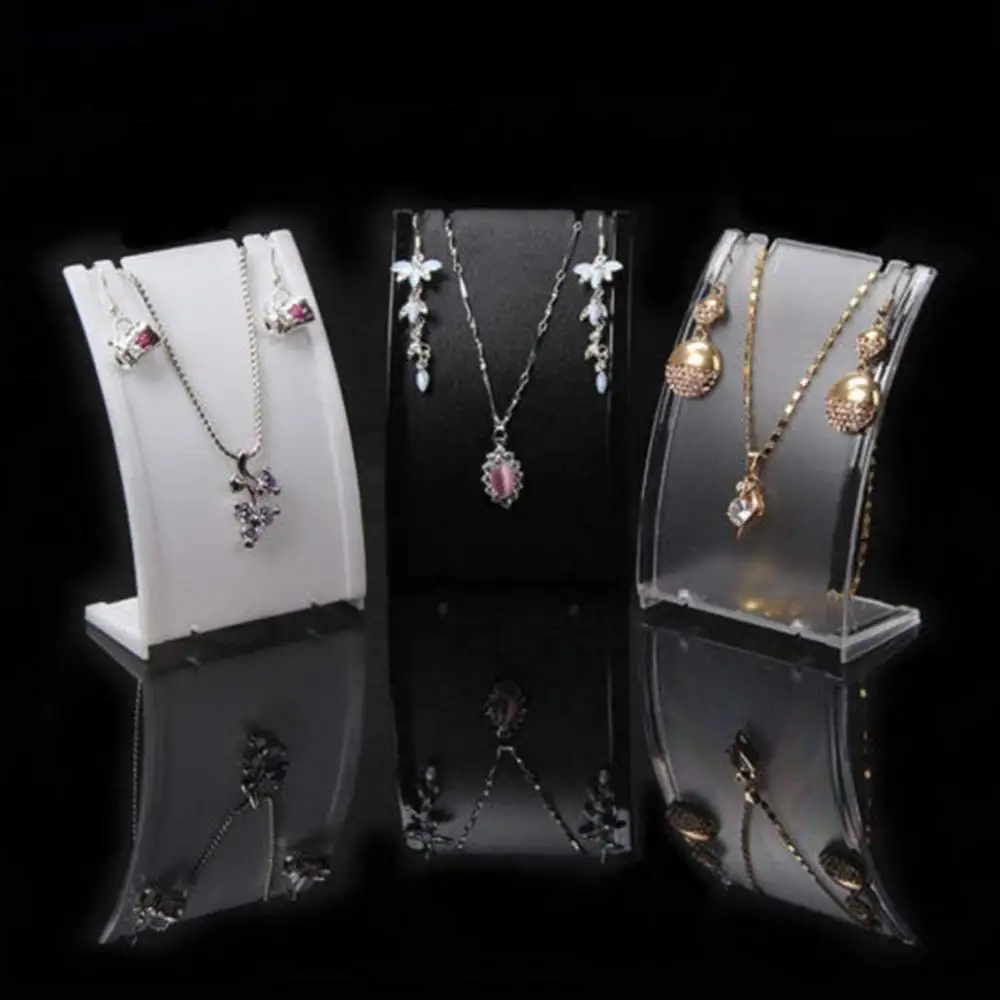 

Jewelry Necklace Pendant Earrings Plastic Bust Neck Shape Display Stand Organizer Holder Showcase For Retail Store Counter Home