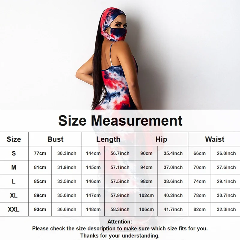 

Fashionable Tie-dye Sexy Nightclub Suspender Dress with Lace + Printed Mask Summer Dress Women Sleeveless Backless Long Dress