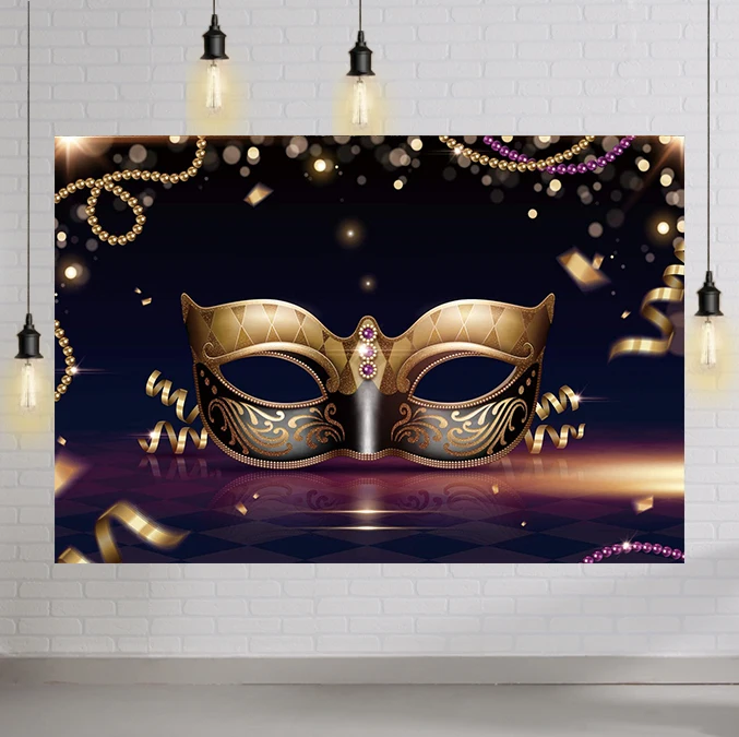 Марди Гра Маскарад тема вечерние фон для фотосъемки с изображением Золотая маска