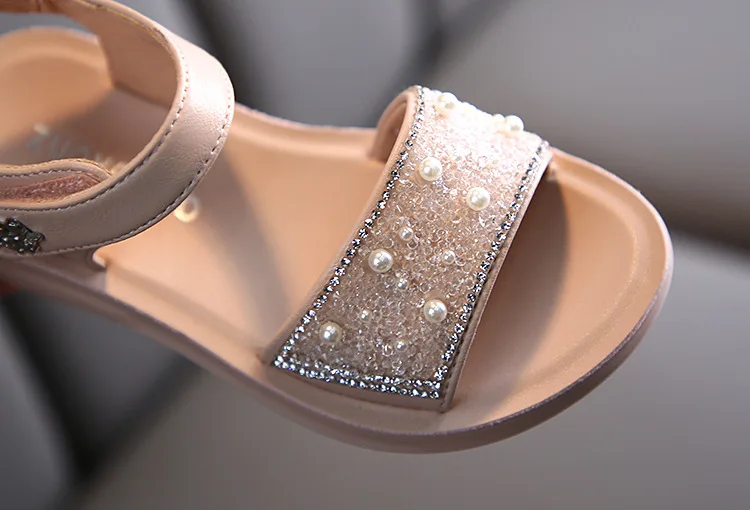 

Summer Girls Casual Genuine Leather Sandals Fashion Rhinestone Princess Beach Shoes Children's Shoes Girls Sandals