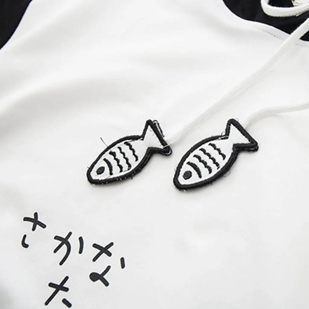 Осенне-зимний флисовый пуловер с принтом кота в стиле Харадзюку плотные