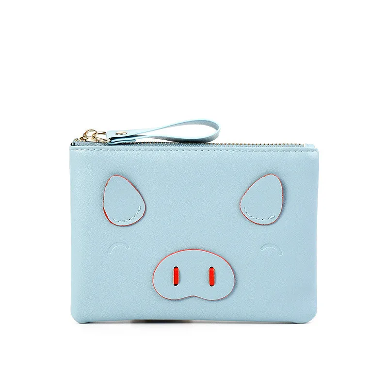 

2020 new cute pig designer wallet lady wallet PU leather short pull coin purse female small wallet card holder coin bag pink