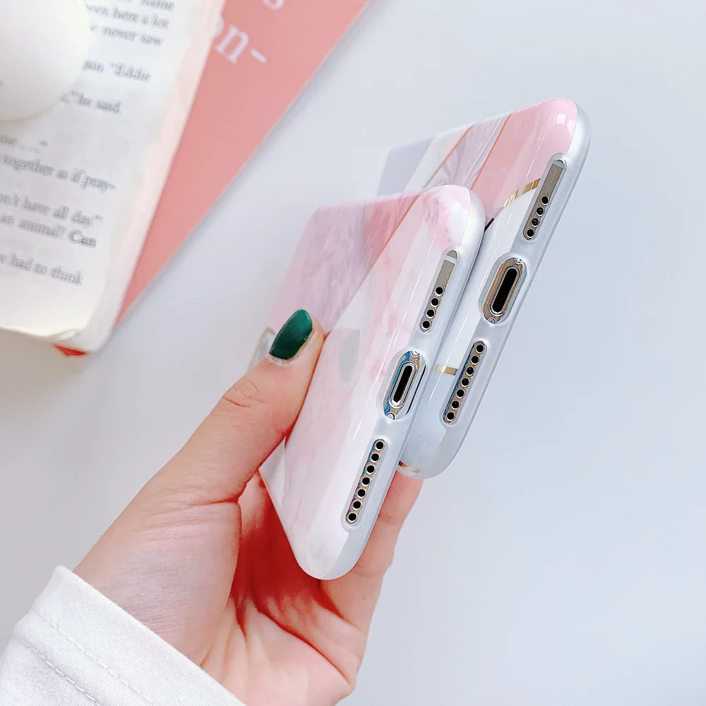 Чехол для телефона с рисунком девушки розовый геометрический мраморный iPhone 11 Pro