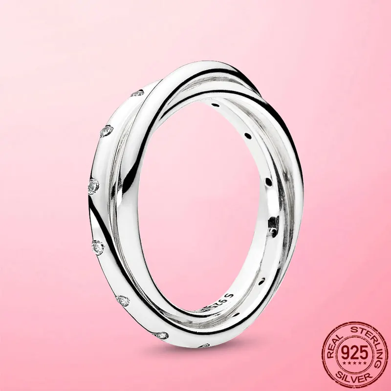 

New 925 Sterling Silver Women Ring Double Circle Finger Rings for Women Wedding Band Engagement 925 Sliver Jewelry Anel Gift