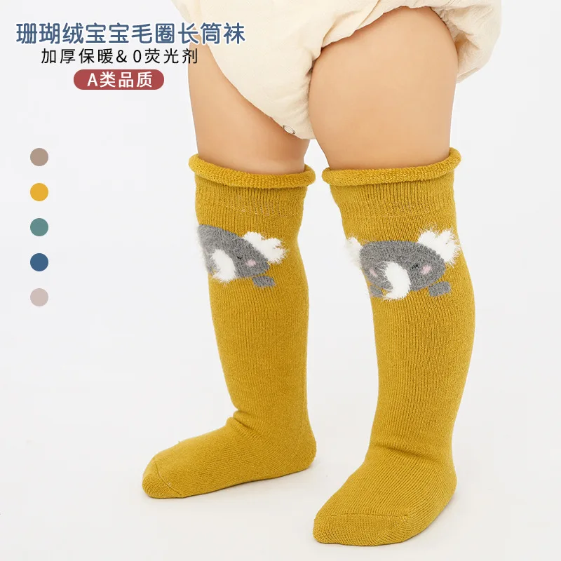 

New Winter Thickened Baby Socks Cartoon Terry Baby Stockings Curled Loose Mouth To Keep The Newborn Warm