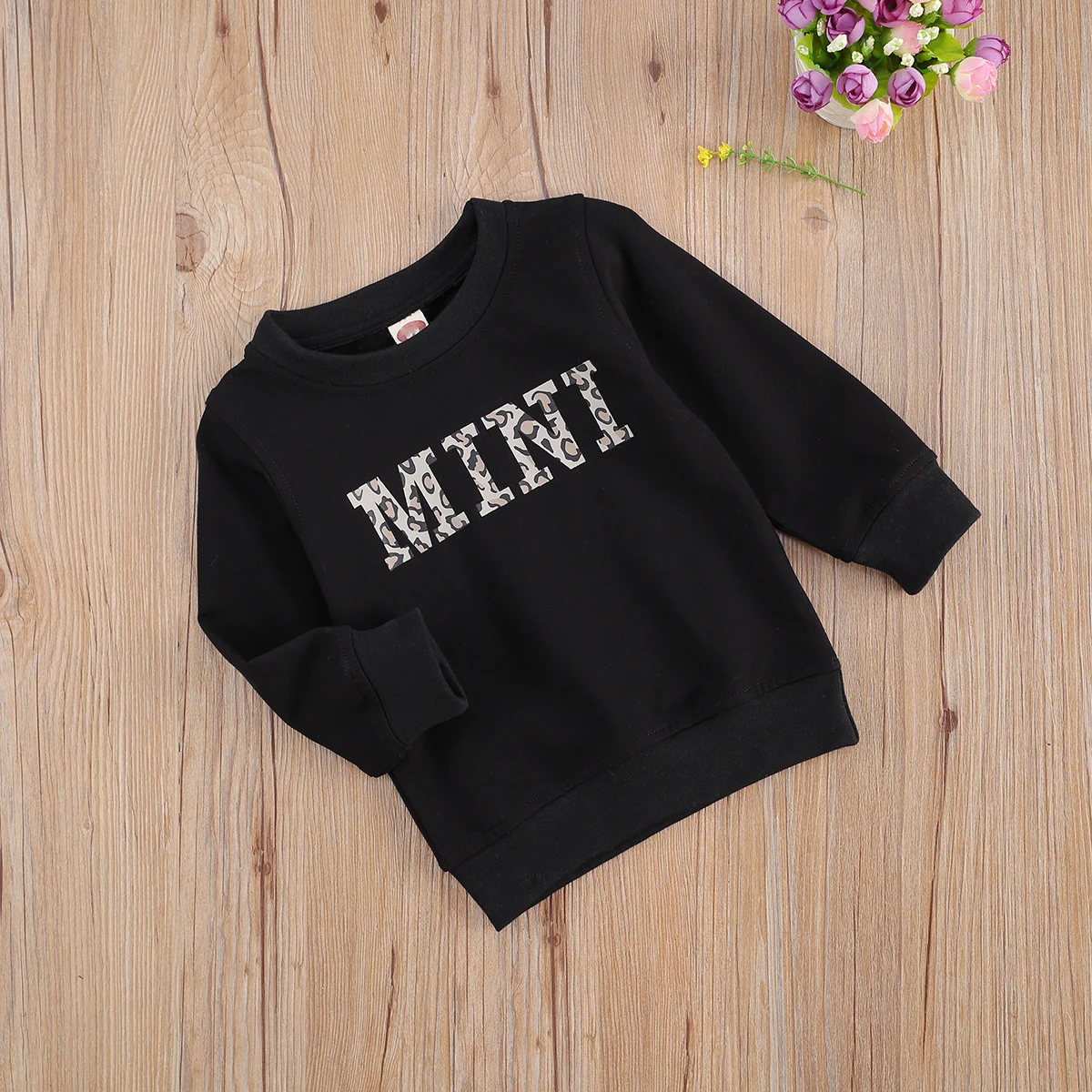 Boy Girl Long Sleeve Sweatershirt Letter Print Crew Neck Solid Color Pullover Autumn Winter Warm Hoodies Top for Children