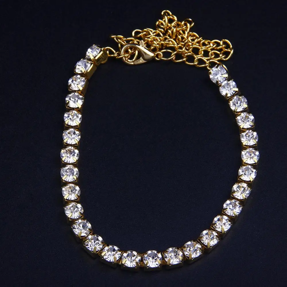 Браслеты на ногу женские теннисные цепочки с кристаллами летние пляжные