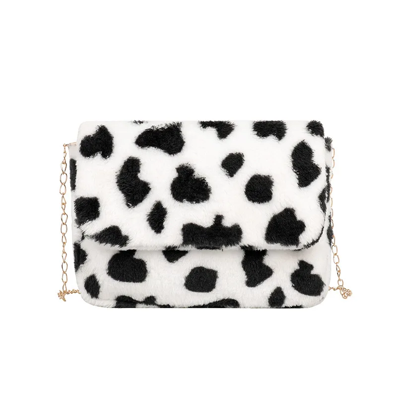 

2021 new autumn and winter fashion chain plush leopard shoulder bag cow crossbody bag handbag