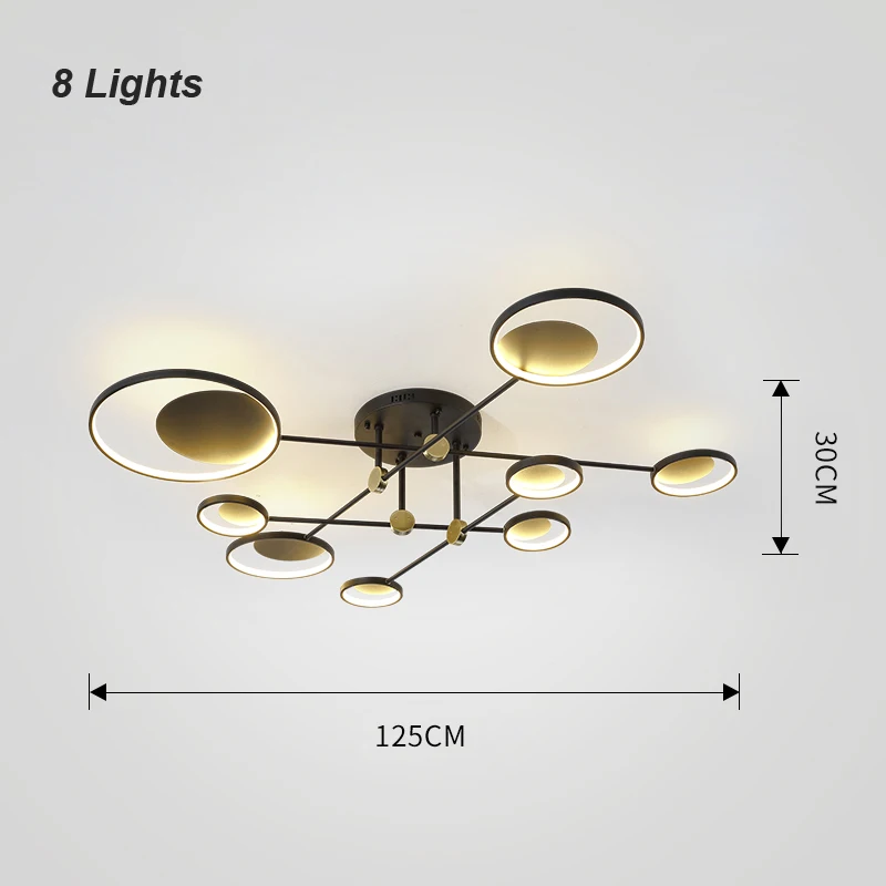 8 Lights Современный светодиодный потолочный светильник для гостиной, светильник для спальни, Кухонное крепление для изогнутой поверхности, лампа с дистанционным управлением - Цвет корпуса: 8 Lights