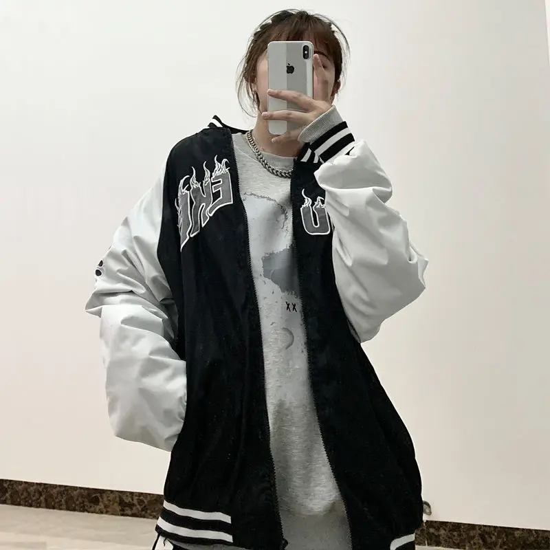 

2021 new street jacket women embroidery baseball uniform spring autumn new Vintage Punk Korean loose couple bomber jacket men