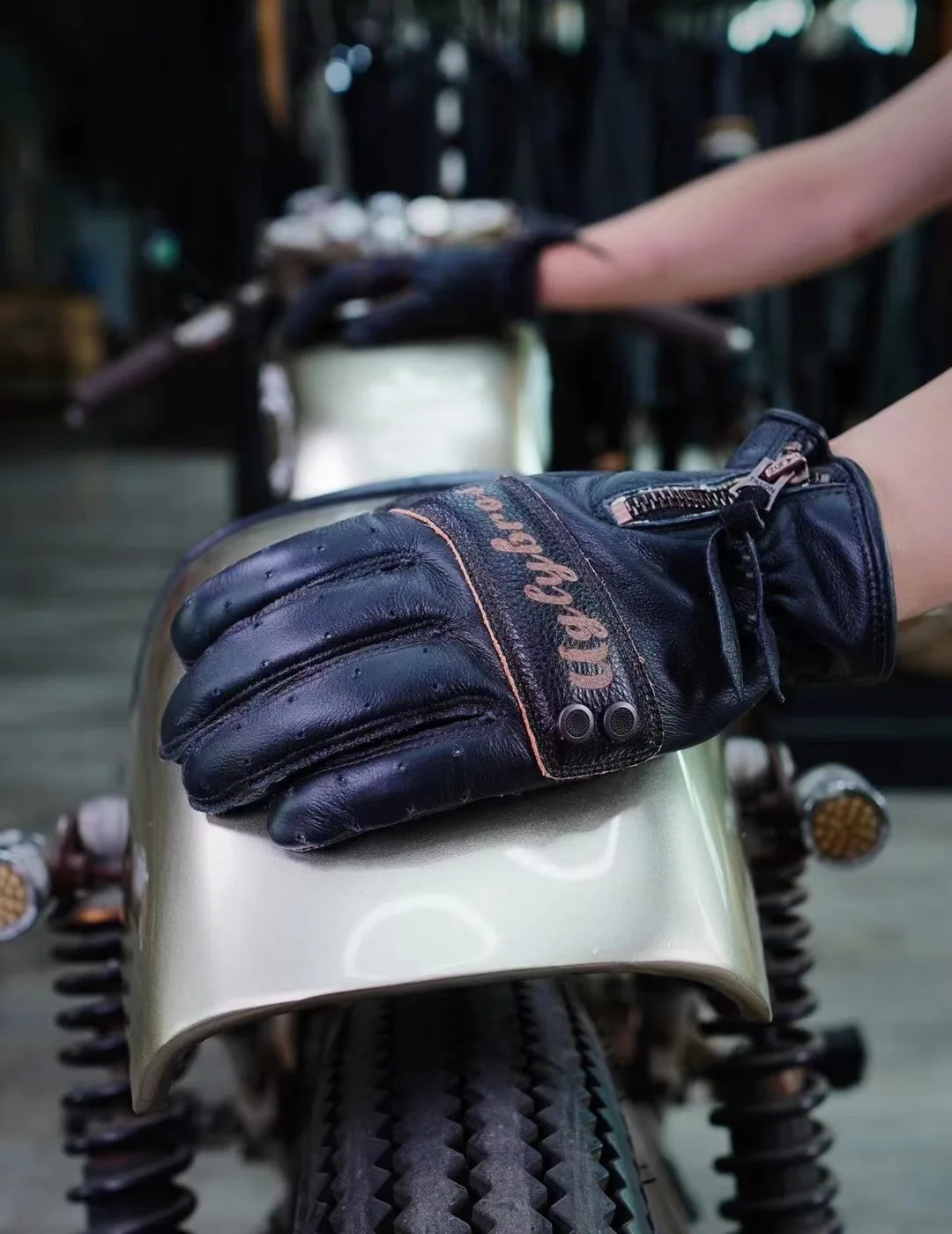 Мужские мотоциклетные винтажные кожаные перчатки Kev облицованная одежда-стойкие