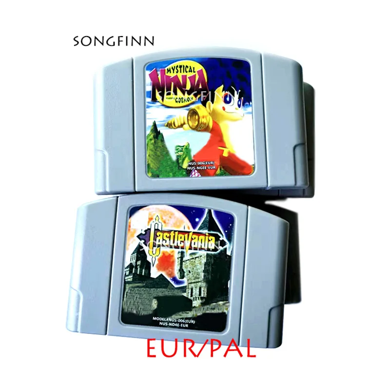 Cartucho de Memória Console de Jogos de Vídeo Estrelado por Goemon Eur para 64 Versão Bits Místico Ninja Castlemania Pal