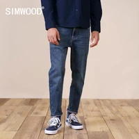 simwood 2021 autumn winter new comfortable tapered thick jeans men ankle length plus size jeans high quality denim trousers