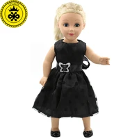 18 inch girl dolls clothing elegant black dress flower girl dress back big bow ribbon doll clothes of 18 inch doll dress mg 092