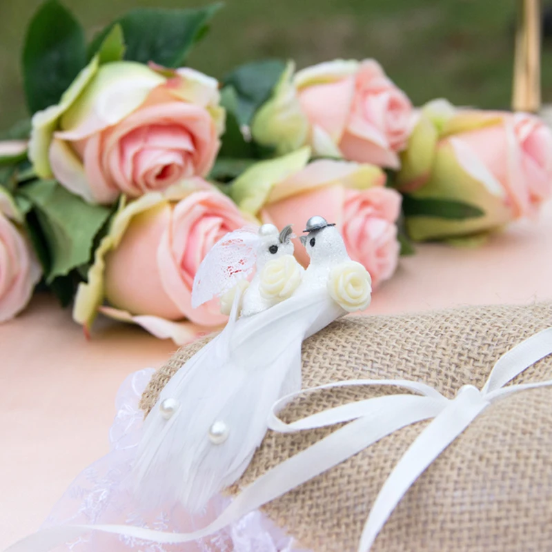 Милые декоративные Голубки 2 шт. искусственные с белыми перьями маленькие белые