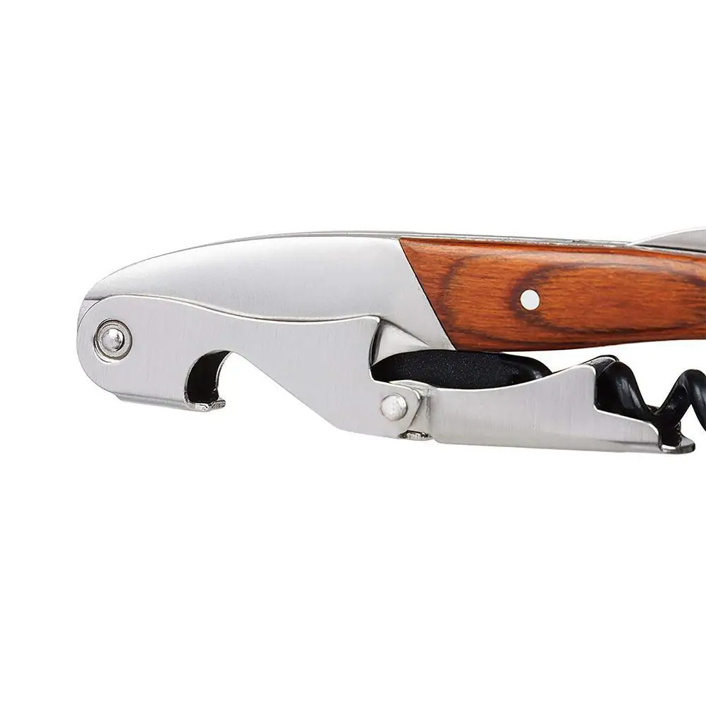 Многофункциональный портативный штопор из нержавеющей стали с деревянной