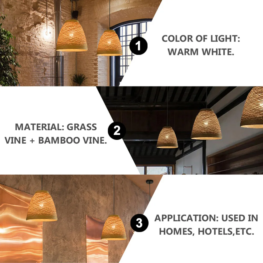 

Woven Bamboo Pendant Light Retro Rattan Pendent Light Rattan Ceiling Light
