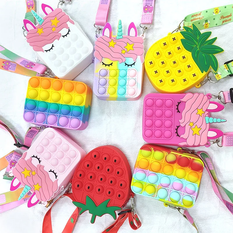 

New Popper Sensory Popet Silicone Push Bubble Stationery Storage Bag Popite Poppit Decompression Coin Purse Popo It Fidget Toy