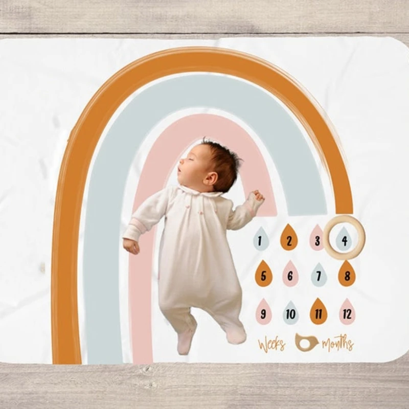 

Детская ежемесячная запись рост одеяло для новорожденных пеленка реквизит для фотосъемки креативный Радужный фон тканевые подарки