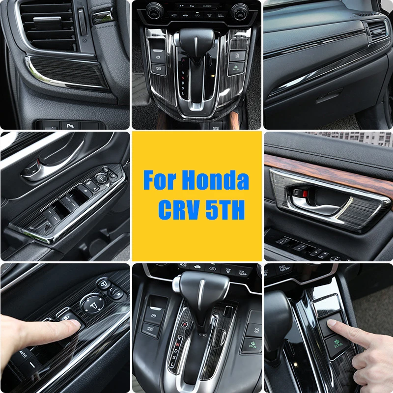 

Аксессуары для Honda CRV CR-V 5TH 2017 2018 2019 Черная внутренняя отделка из нержавеющей стали