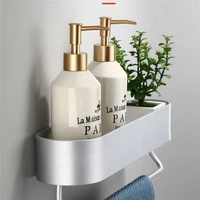 Space aluminum Silver Bathroom Shelves Kitchen Wall Shelf Shower Storage Rack Towel Bar Bathroom Accessories 30-50 Length