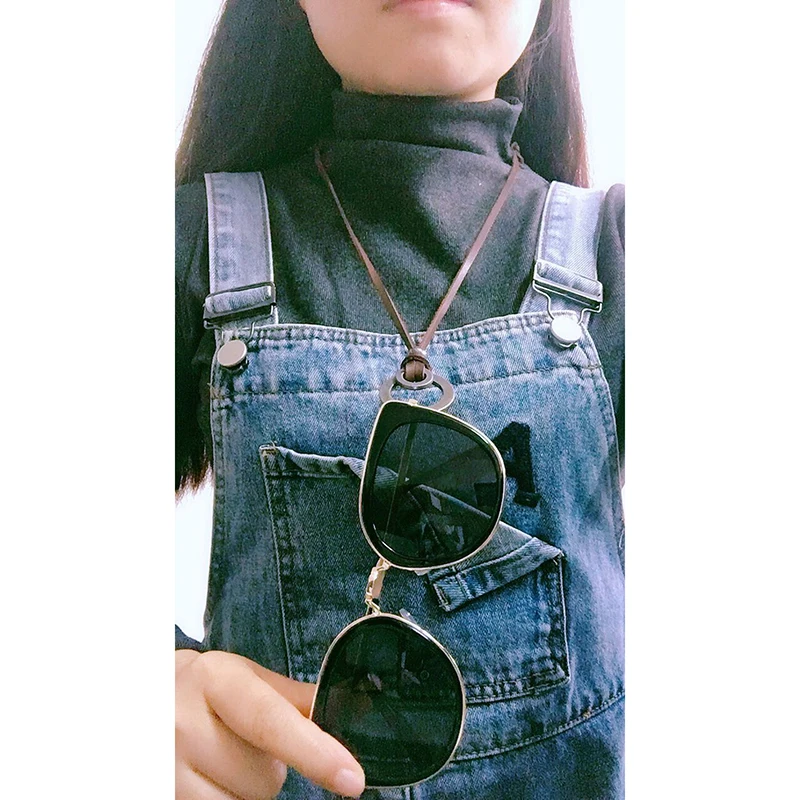 82 см ретро очки из воловьей кожи модные женские и мужские цепочки для свитера