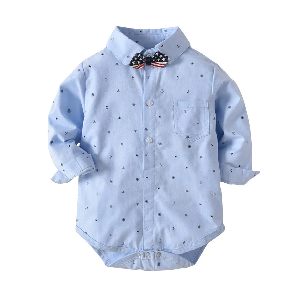 Gentleman Baby Boy Clothing Strip Infant Shirt Blouse Newborn Wedding Wear Rompers Long Sleeve Overalls Body Jumpsuit | Детская одежда