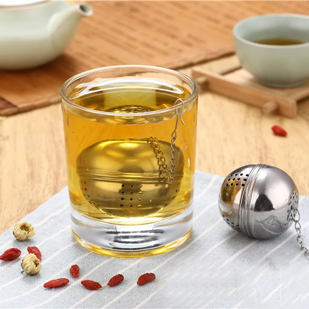 

Tea Infusers Stainless Steel Ball Loose Sphere Tea Leaf Strainer Coffee Herbal Spice Filter Handle Tea Ball