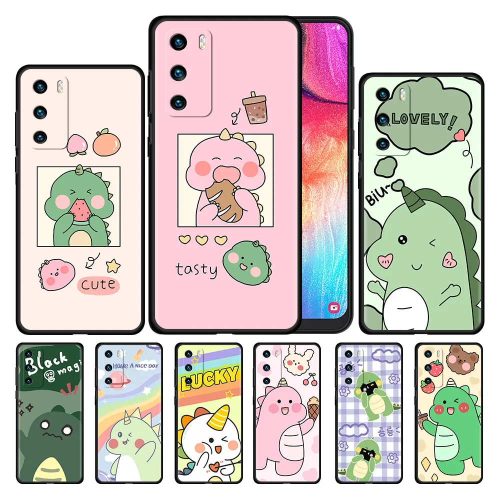 

Case For Huawei P30 P Smart Z P40 Lite E Y7 Y6 2019 P20 Silicone for Honor 8X Play 9A 30i 9X Pro Cover Cute Dinosaur Baby