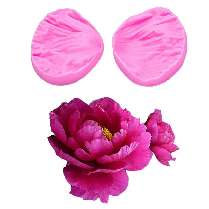 

3D Peony Flower Petals Embossed Silicone Mold Relief Fondant Cake Decorating Tools Chocolate Gumpaste Candy Clay Moulds P3