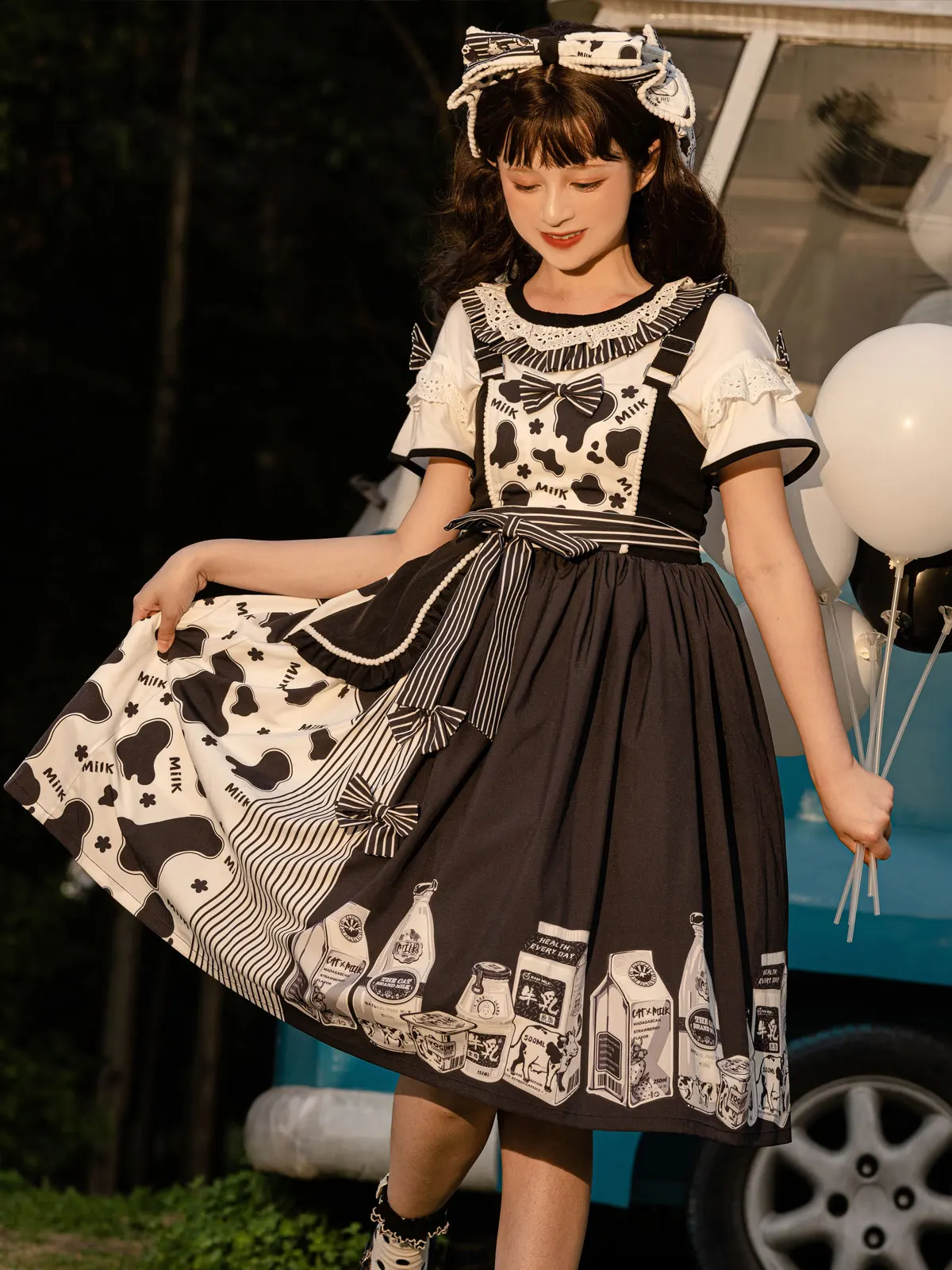 Classical Lolita JSK Dress Sleeveless Cow Pattern Mono Sweet Lolita Dress