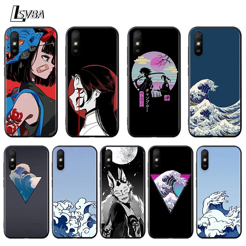 

Japanese style For Xiaomi Redmi 9 9C 9A 9I 9T 10X 8A 8 7A 7 6A 6 5 S2 Y3 Y2 GO K20 Pro Prime Black Phone Case