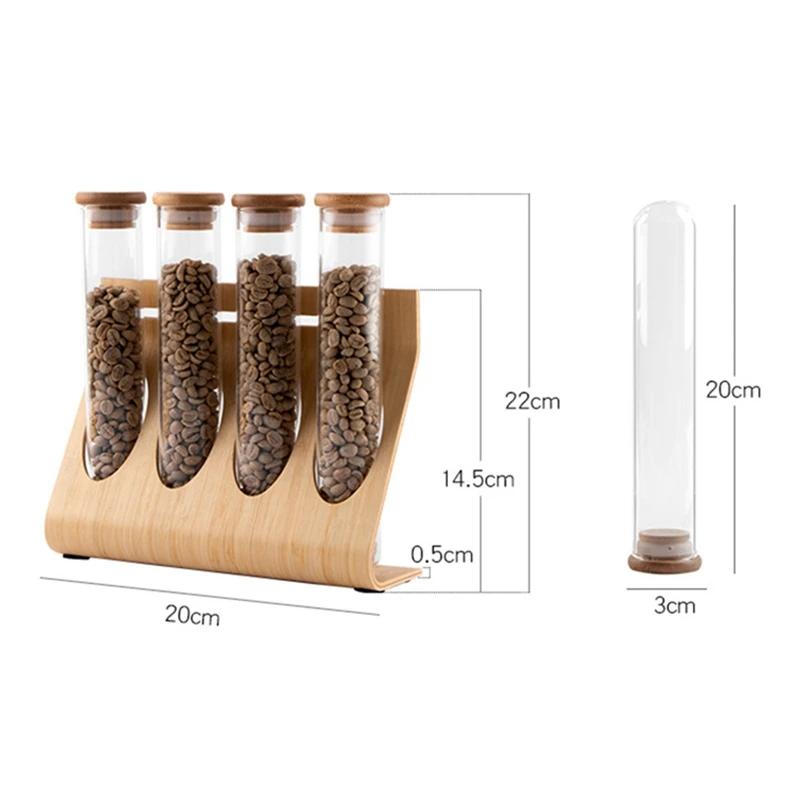 

Coffee Beans/Tea Display Rack Stand,Cereals Canister Glass Test Tube Sealed Storage Rack,Clear Glass Bottle Rack
