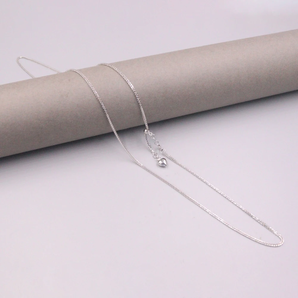 

Pure 18K White Gold Necklace Width 1.2mm Wheat Adjustable Chain Necklace 5.5g / 24inch For Men Women Gift