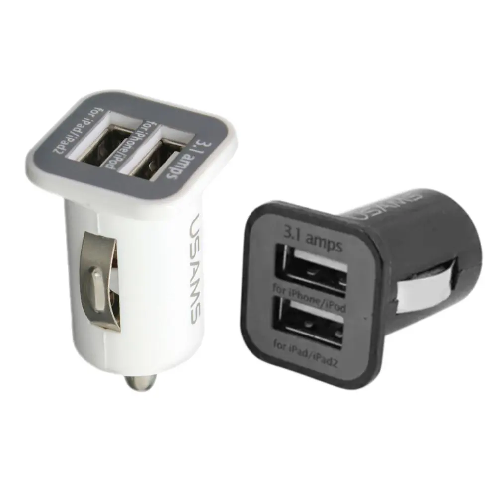 USAMS Универсальный 12V Мини Портативный 3.1A двойной Порты USB автомобилей Зарядное