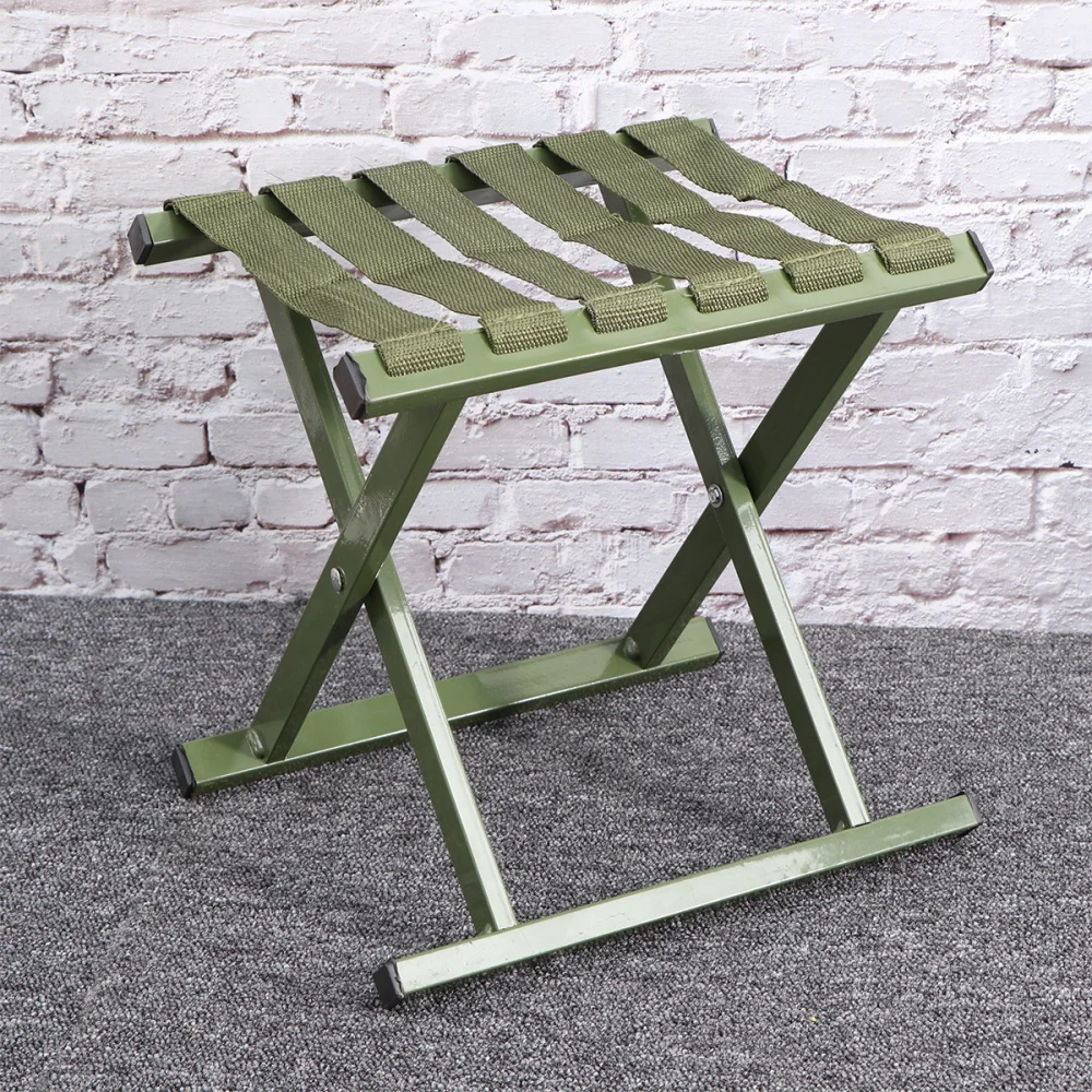

Outdoor Foldable Stool Portable Convenient Aluminium Alloy Simple Stool For Camping Army Green
