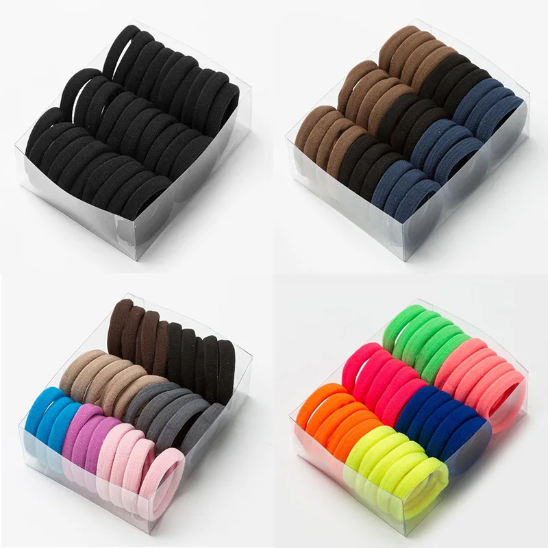

30pc/set Hair Bands Hair Accessories for Women Girls Candy Fluorescence Rubber Bands Elastic Elastic Black Gums Hair Bands Tie