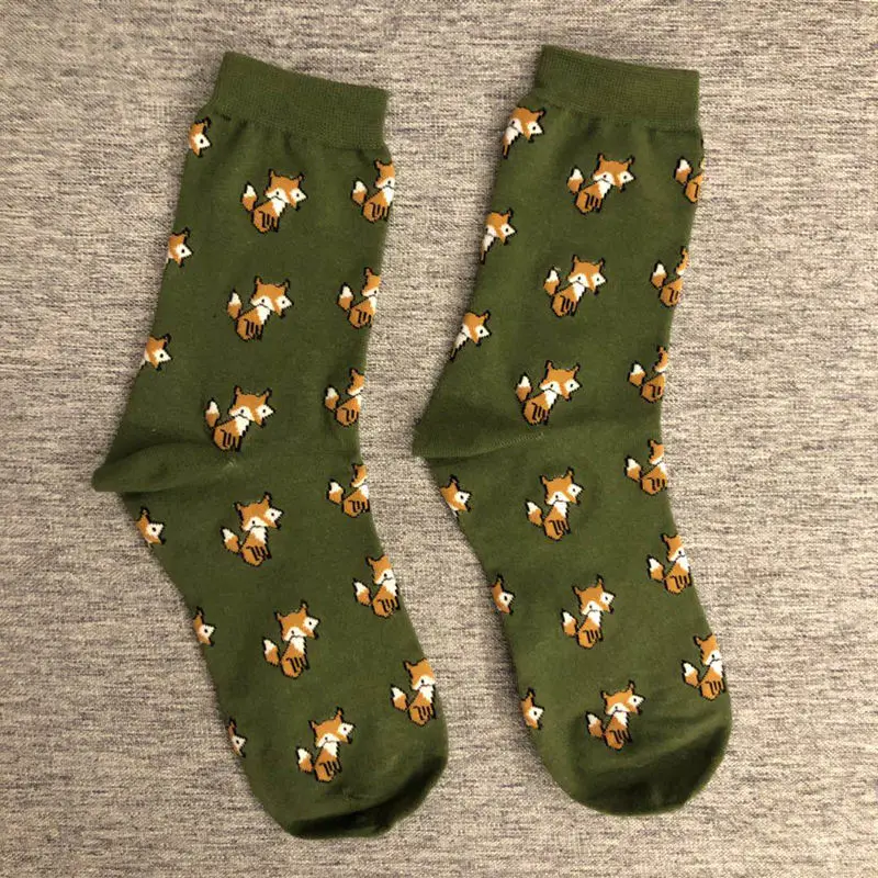 Прямая поставка носки с животными лиса Фокси пушистый хвост зеленая трава