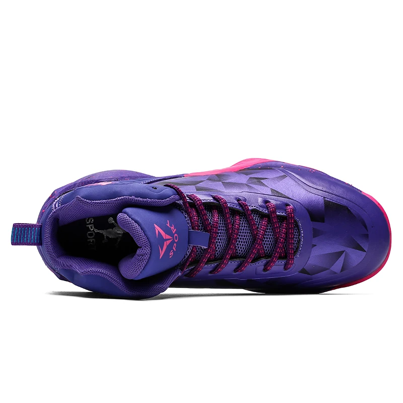 Jual Sepatu Olahraga 2021 Sepatu Basket Sepatu Basket Pria Wanita Sneakers Retro Udara Sepatu Latihan Luar Ruangan Sepatu Pergelangan Kaki Putih/Ungu/Hitam