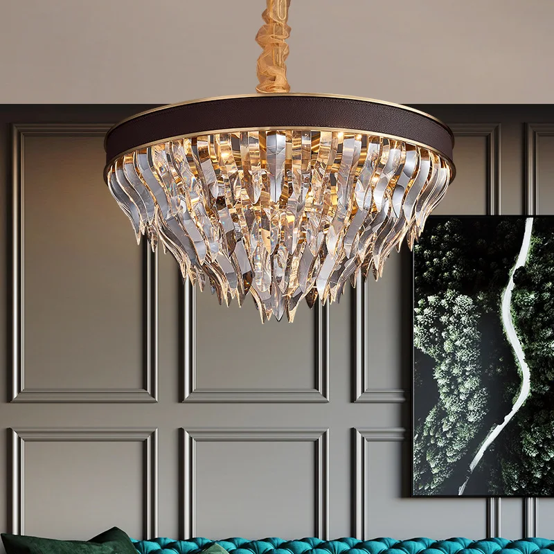 

Роскошная люстра в стиле постмодерн, Простой хрустальный светильник для гостиной, для столовой, спальни, скандинавский дизайнерский светил...