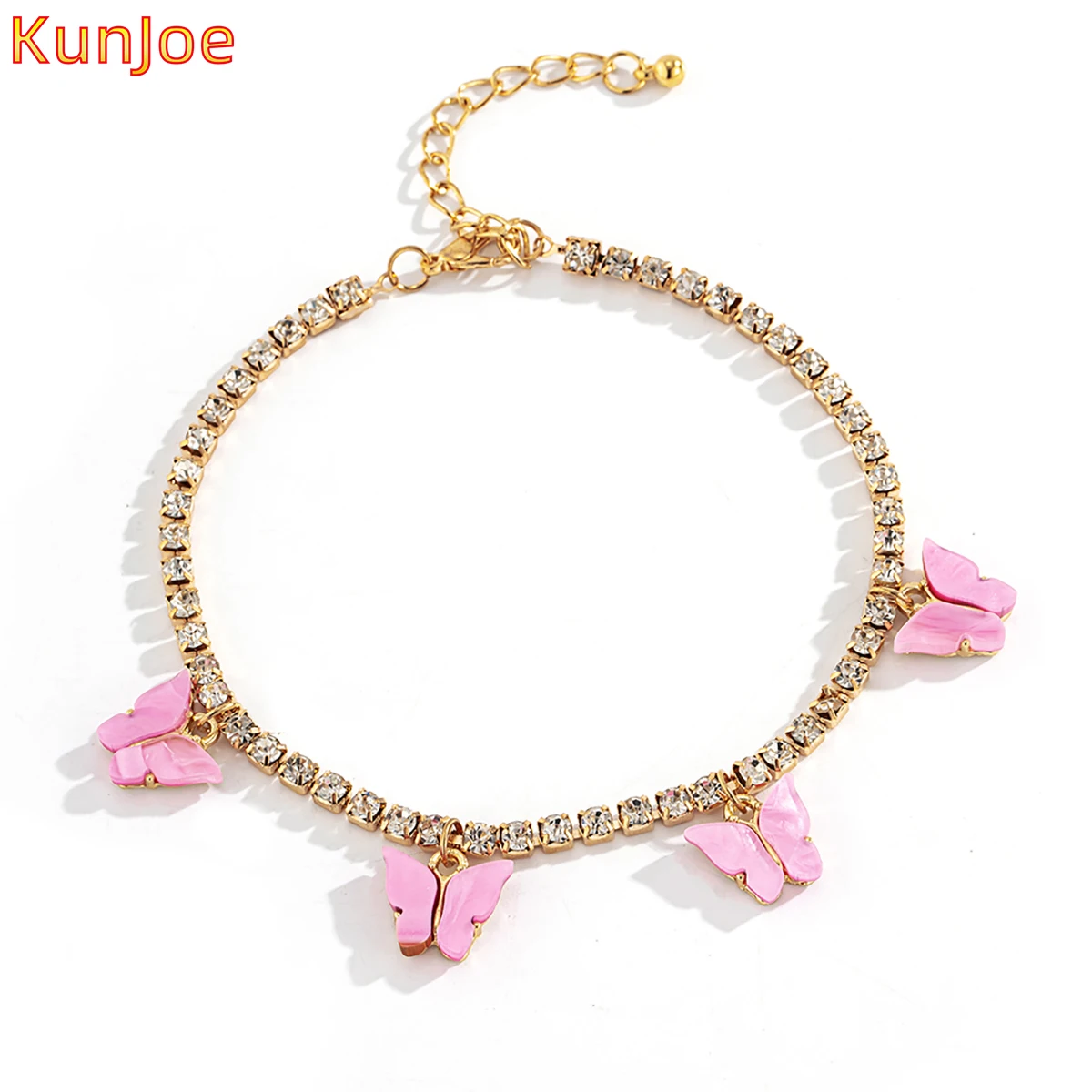

KunJoe 1pc Women Anklet Fashion Crystal Butterfly Decor Ankle Charm Bracelet Beach Anklet Ankle Chain Jewelry Accessories Party