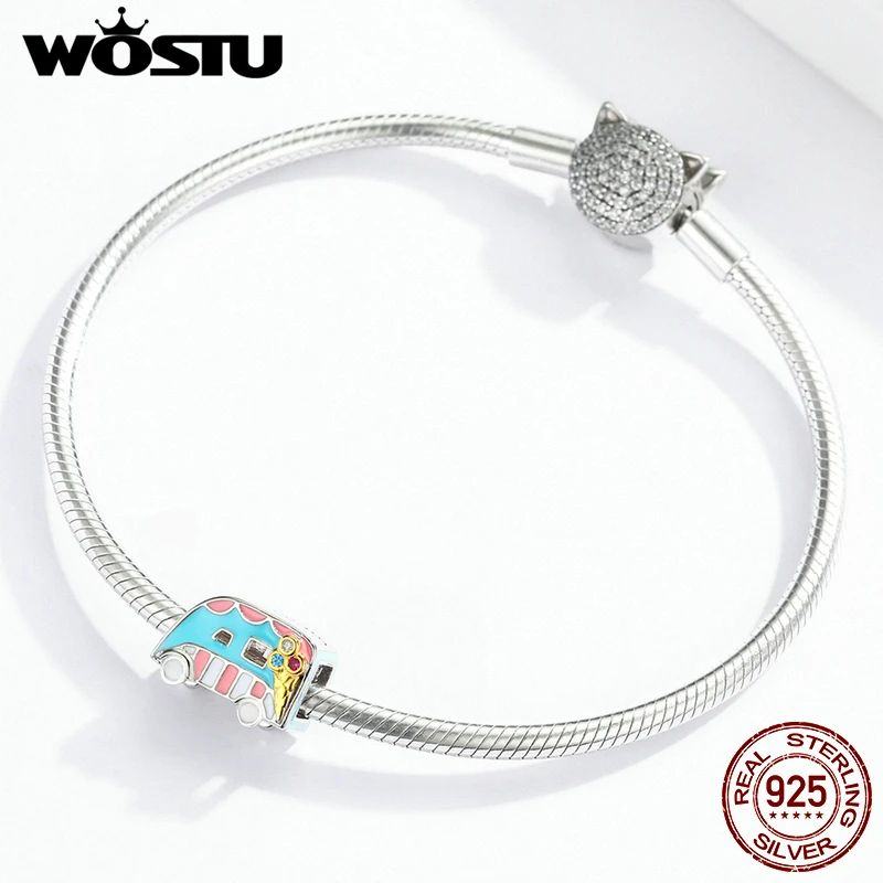 WOSTU Ice-cream бусины в виде автомобилей из стерлингового серебра 925 пробы