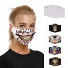 Моющаяся маска для лица с рисунком черепа и смайликом, маска с фильтром для хэллоуивечерние, Пылезащитная, бактериальная маска от гриппа