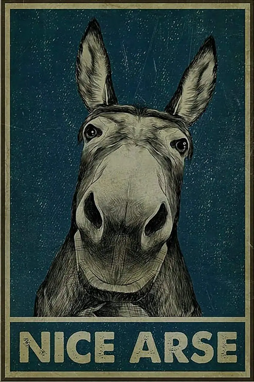 

Винтажный симпатичный постер с изображением осла, безрамный бумажный Настенный декор для комнаты, без рамки, Настенный декор, забавное укра...