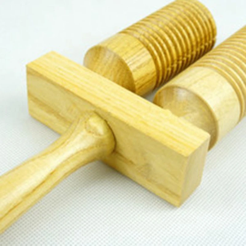 HOT-Music Percussion Pair of Wooden Agogo Bells Connected to Handle with Sticks for Children's Toys |