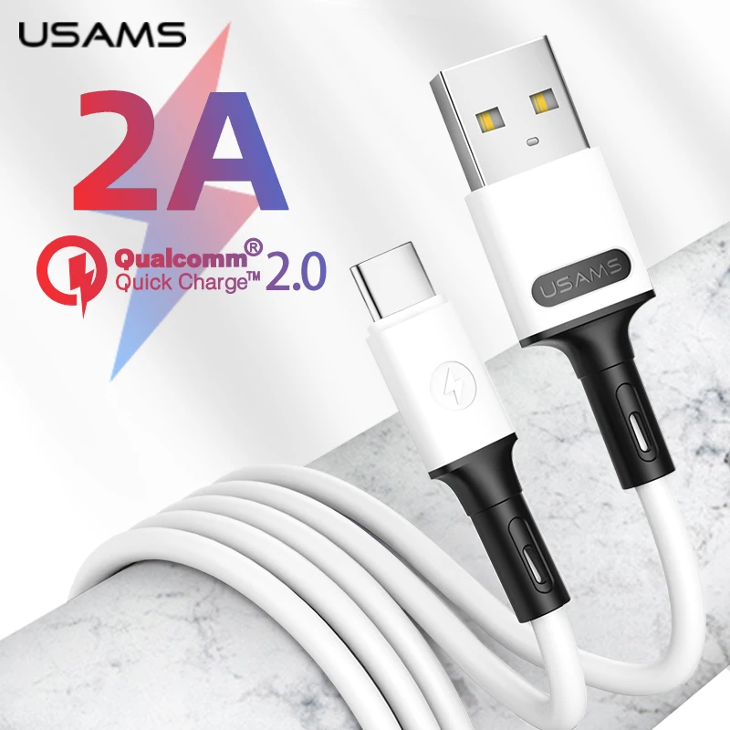 USB кабель USAMS типа C для Samsung S8 Note10 A51 быстрая зарядка 2 А быстрой зарядки Huawei Honor 20 Pro