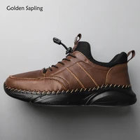 golden sapling retro mens casual shoes genuine leather lightweight driving flats men comfortable walking footwear leisure shoe