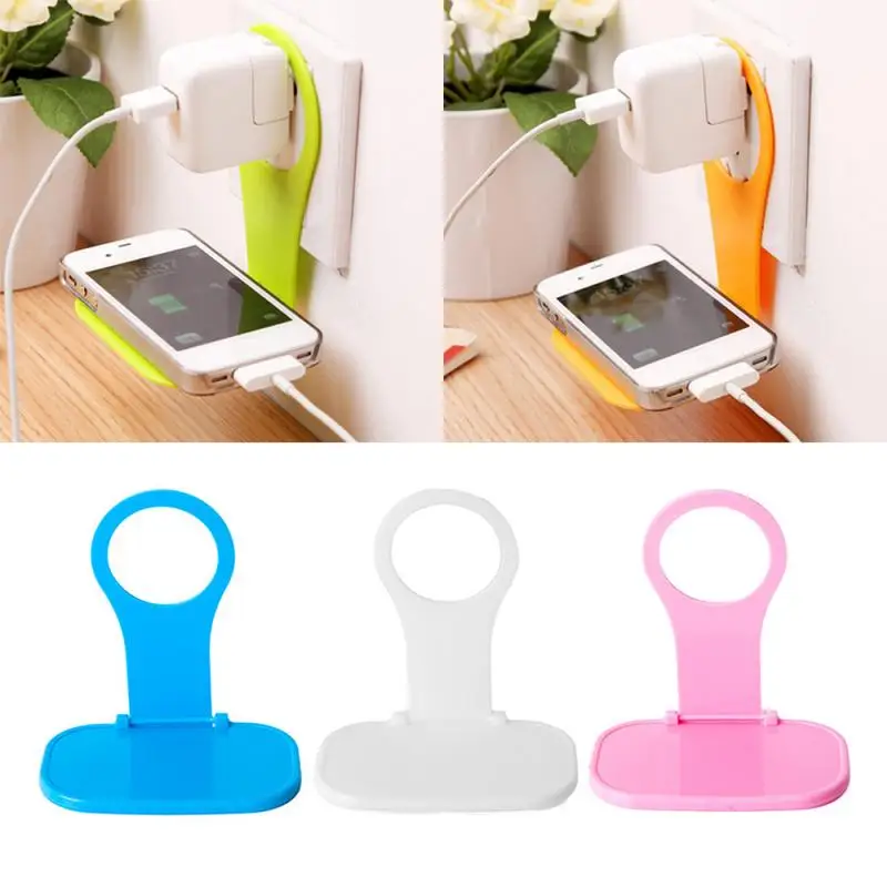 

New Mobile Wall Hanger Plug Charging Rack Phone Charger Adapter Cable Tidy Foldable Universal Load Holder Shelf Random Color