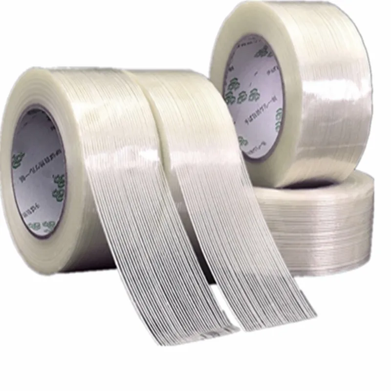 

50M fiber tape strong Transparent Glass Fiber Tape Transparent Striped Single Side Adhesive Tape Sticky For Fixing And Packing